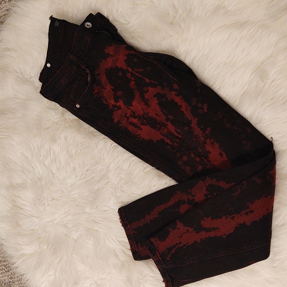 ZARA | NWT Rare Red Wash Distressed Black Skinny Jeans - Picture 4 of 6